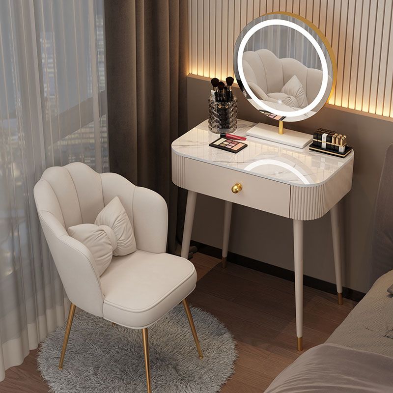 Modern Lighted Mirror Dressing Table Bedroom Makeup Table with Drawer