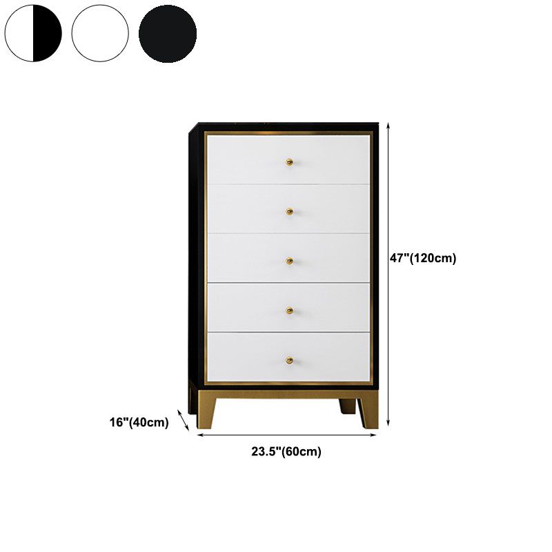 Bedroom Glam Wooden Storage Chest Vertical Chest with Drawers