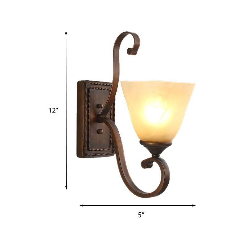 Lumière simple lampe murale en verre givré vintage Brown Bell Salon Room Mury Light