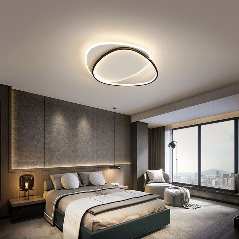 Lampada da soffitto geometrica a 2 luci con montaggio a incasso. Lampada da incasso a LED in stile moderno in metallo