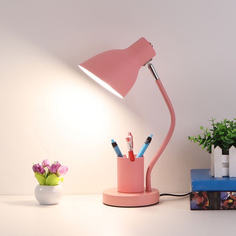Angled Shade Table Lamp Nordic Metal 1-Light Study Room Reading Light with Pen Holder