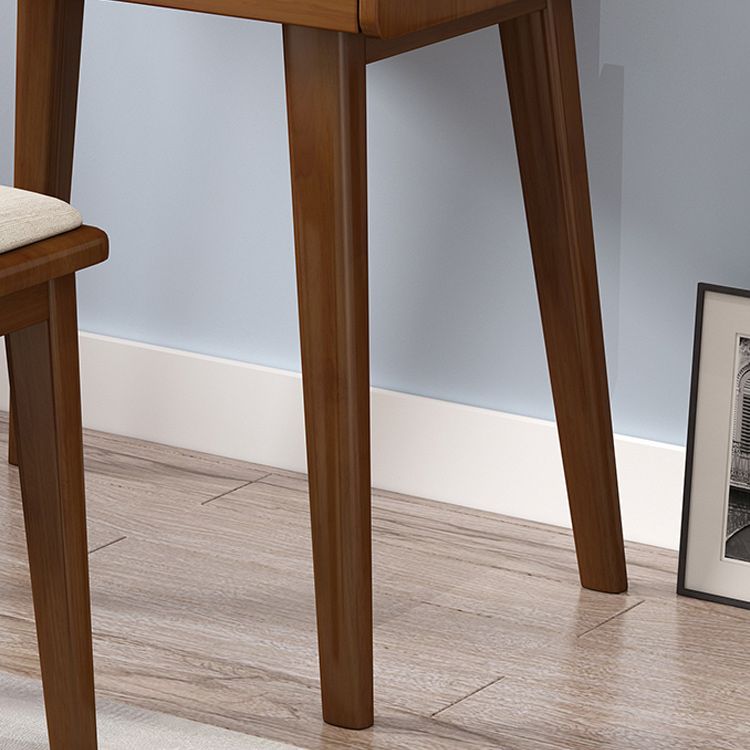 Scandinavian 3-Drawer Solid Wood Table Makeup Vanity with Mirror