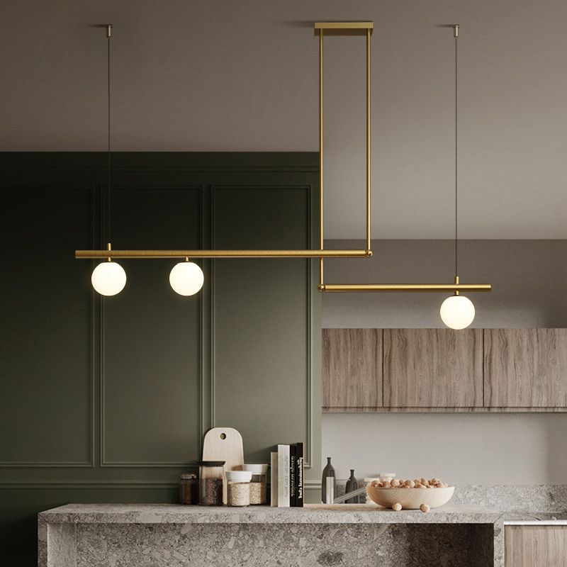 Modern Style Linear Shape Island Light Metal 1/2/3/4 Lights Island Lamps in Black and Gold