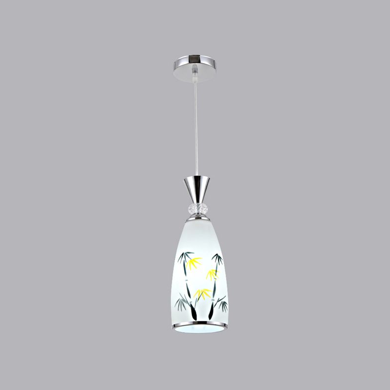 Modern Style Pendant Light Print Glass Shade Suspension Light for Dining Room