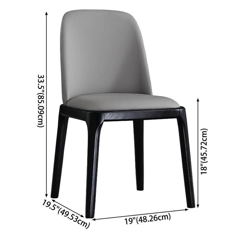 Leather Industrial Restaurant Side Chair Parsons Gray Dining Chair with Black Legs