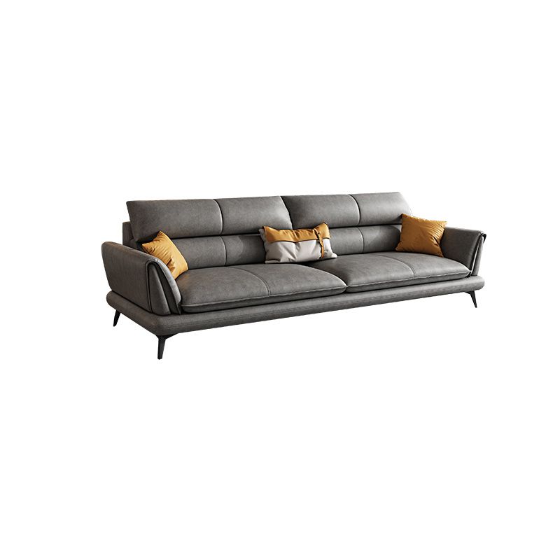 Slipcovered Stationary Stain Resistant Storage Square Arm Gray Sofa