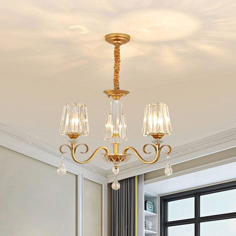 Lámpara de colgante de cono de cristal prismático Luz de lámpara de techo contemporánea con decoraciones de gotas