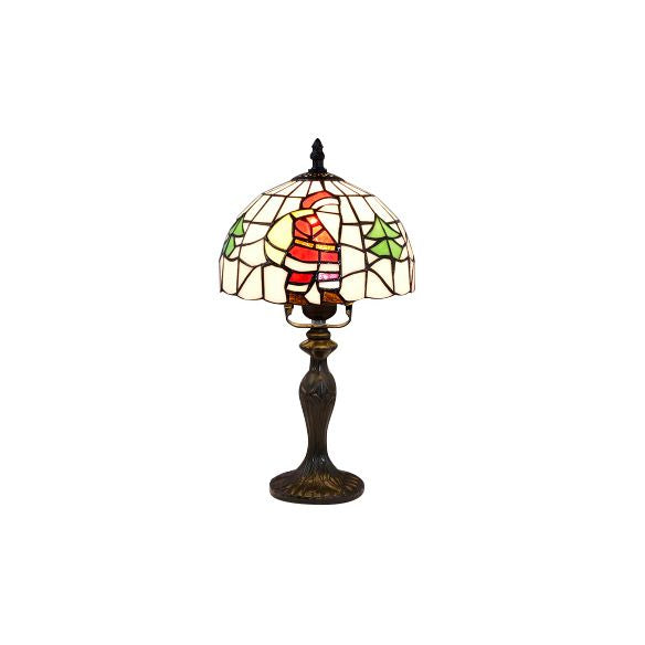 Luz de escritorio de flores vívidas con rosa/mariposa/oso/santa Claus Patrón Tiffany Lámpara de escritorio de vidrieras rústicas para sala de estudio