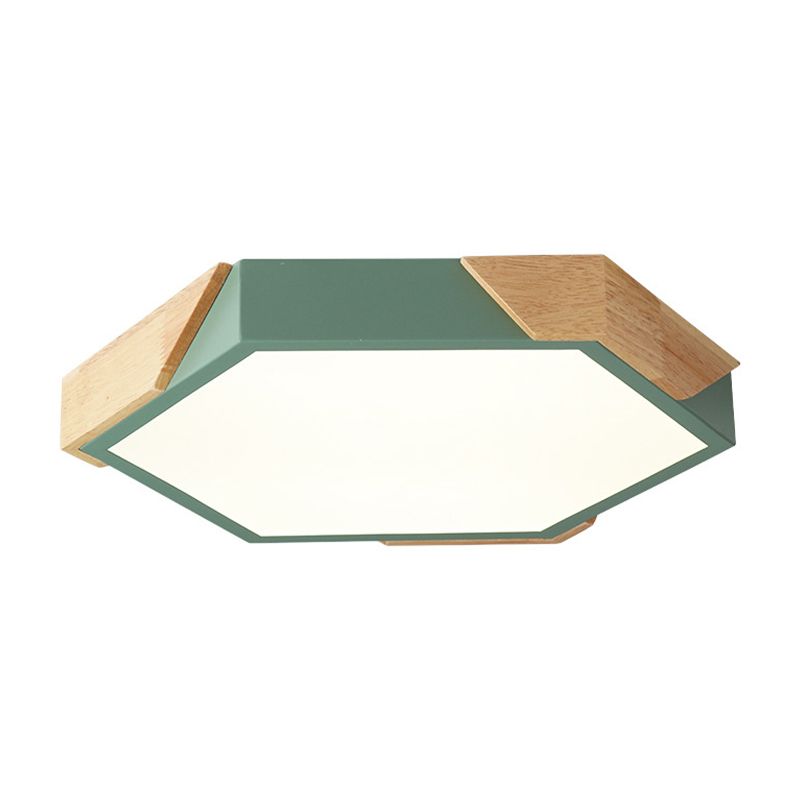 Slim Panel Hexagon Plafond Licht Macaron Loft Acryl LED Groen/Pink/wit/Geel Flush Mount Light in Warm Licht voor Kindergarten