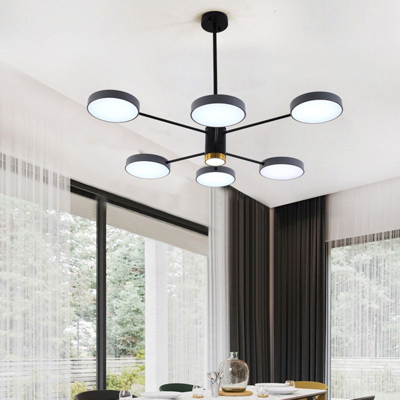 Metal Circles Pendant Lighting Fixture Minimalist Style LED Chandelier Lighting