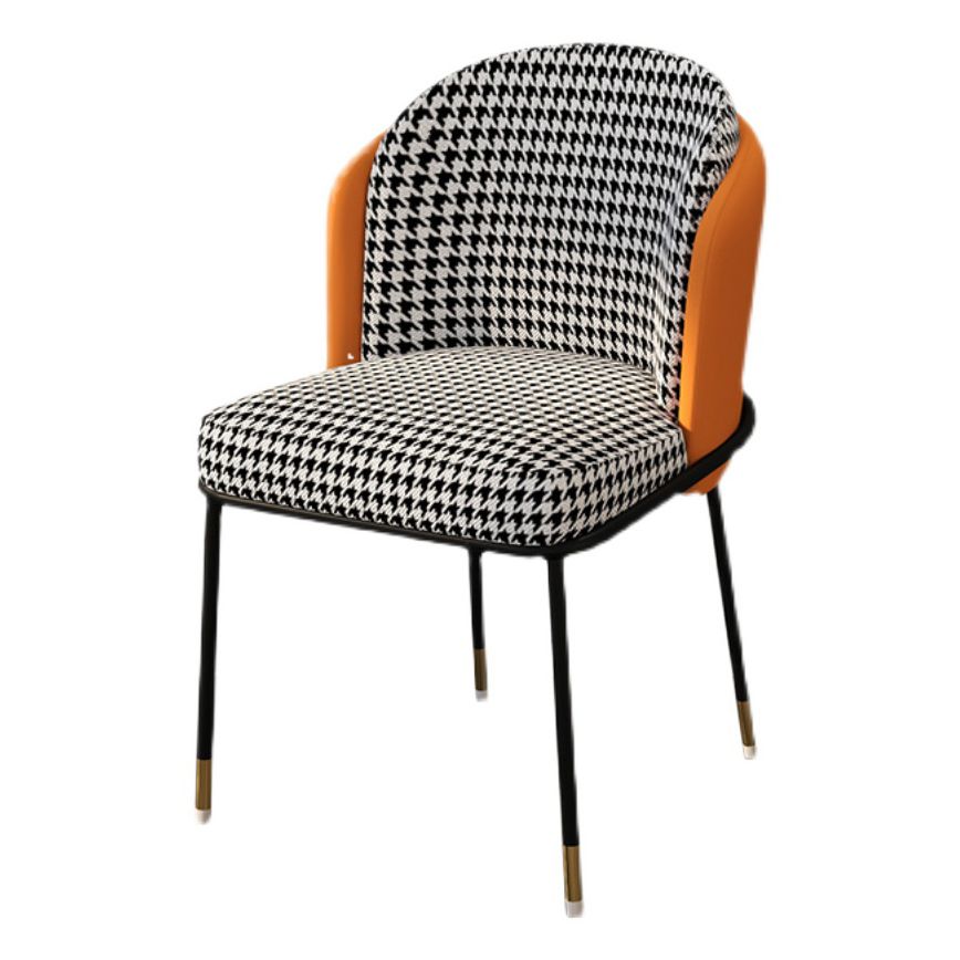 Glam Metal Dining Armless stoelen gestoffeerde linnen stof eetkamerstoel voor restaurant