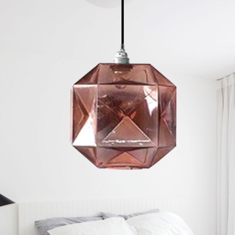 Diamond Anhänger Beleuchtung postmodernes Glas 1 Hellblau/Gold/Bernsteinhänge Deckenleuchte