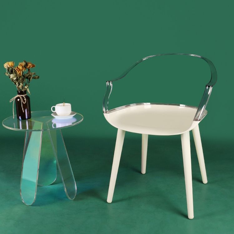 Scandinavian Style Plastic Chair Kitchen Solid Back Single Dining Arm Chair