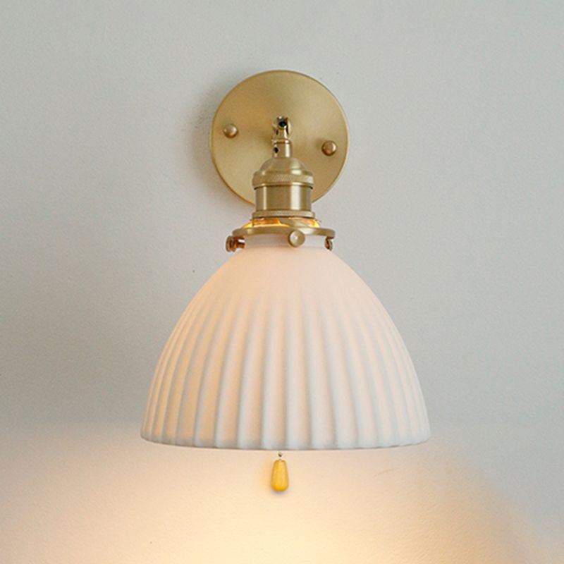 Metal Flared Wall Sconce Lights Modern Style 1 Light Wall Mounted Lamps in White