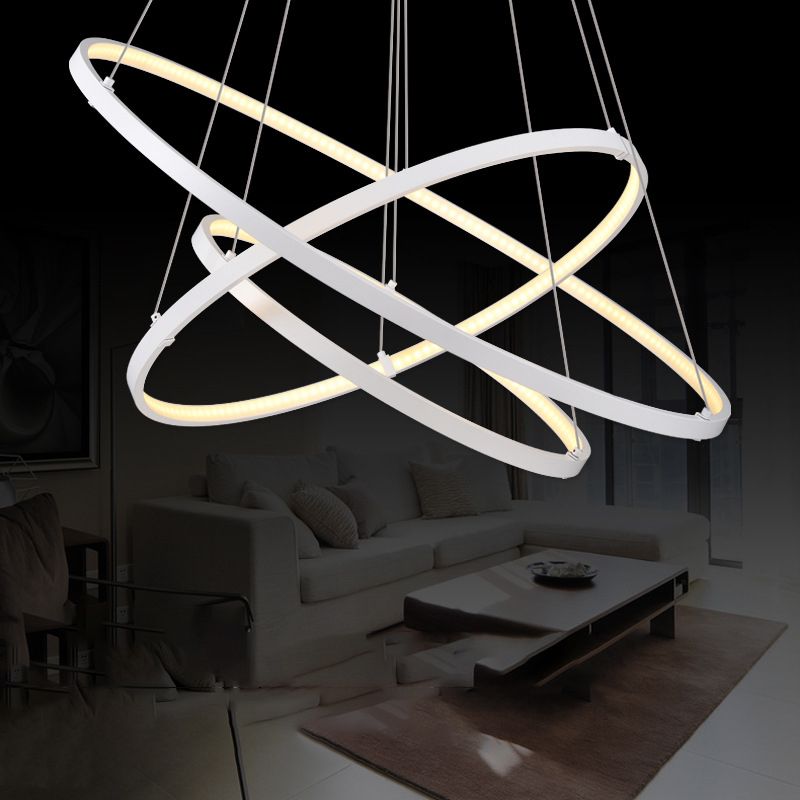 Modern Style Multi-Tier Pendant Chandelier Metal Mutil Lights Suspended Lighting Fixture in White