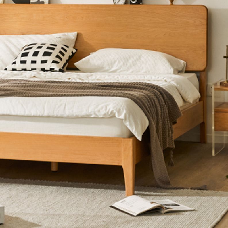 41.33" Height Solid Wood Standard Bed in Natural with Rectangle Headboard