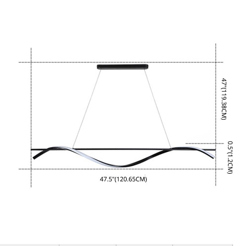Lauteur de l'île LED de fer laqué dans le pendentif linéaire acrylique moderne de style concis moderne pour salle à manger