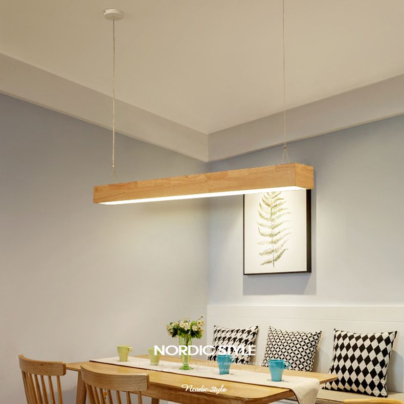 Pendance île rectangulaire beige éclairage moderne les lampes îles à LED minimaliste modernes