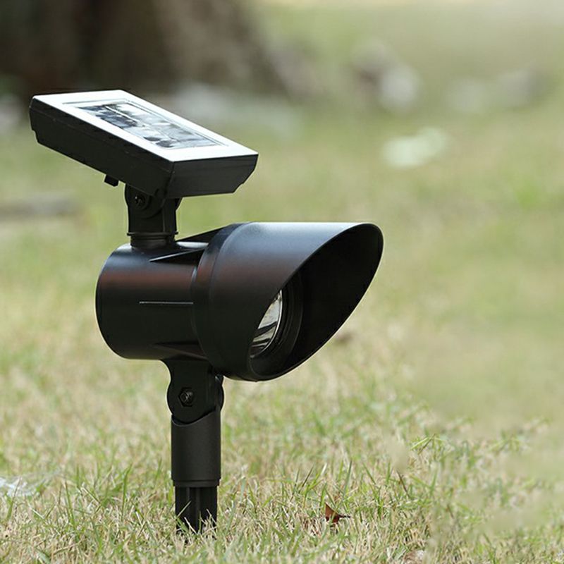 Plastic Angled Shade Spotlight Modern Black Solar Powered LED Stake Light for Patio