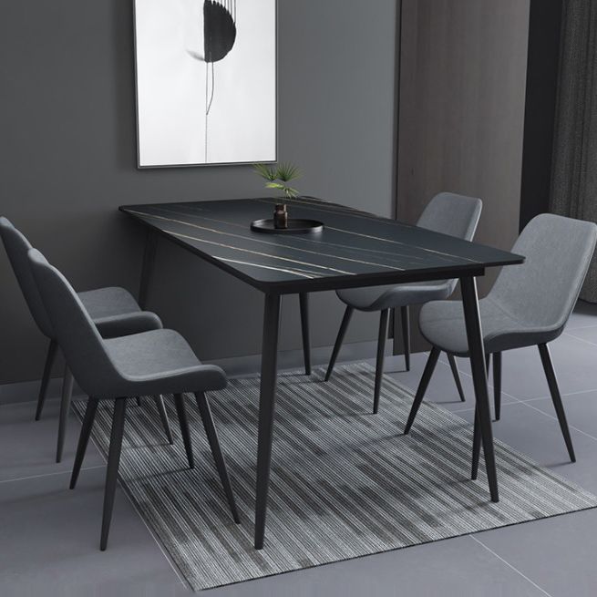 Mesa de comedor rectangular Estilo industrial 4 patas Base Mesa de piedra sinterizada para el hogar