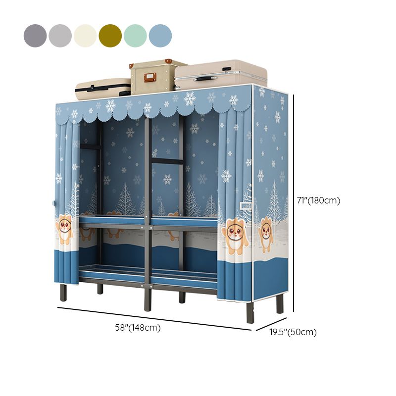 Modern Style Freestanding Wardrobe Armoire Metal Wardrobe with Shelves and Clothes Rail