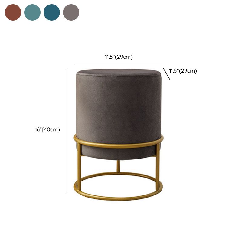 Mildew Resistant Ottoman Pure Color Modern Upholstered Velvet Round Ottoman