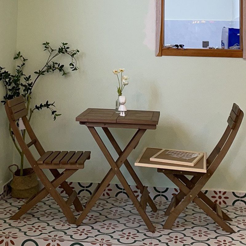 Contemporary Outdoor Chair Folding Solid Wood Open Back Dining Chair
