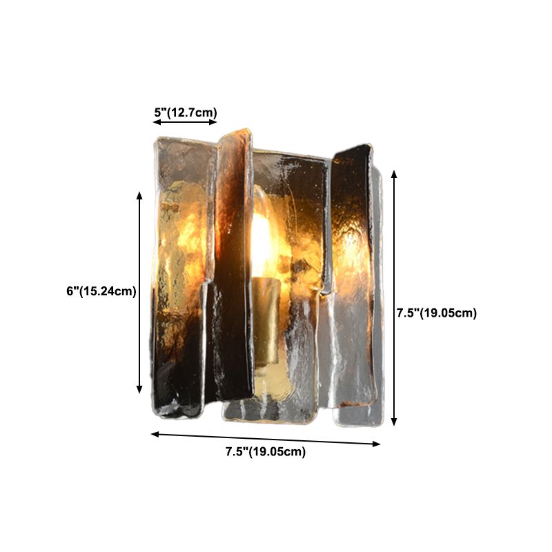 Modern Metal Wall Sconce Geometric Shape Wall Light with Glass Shade for Bedroom