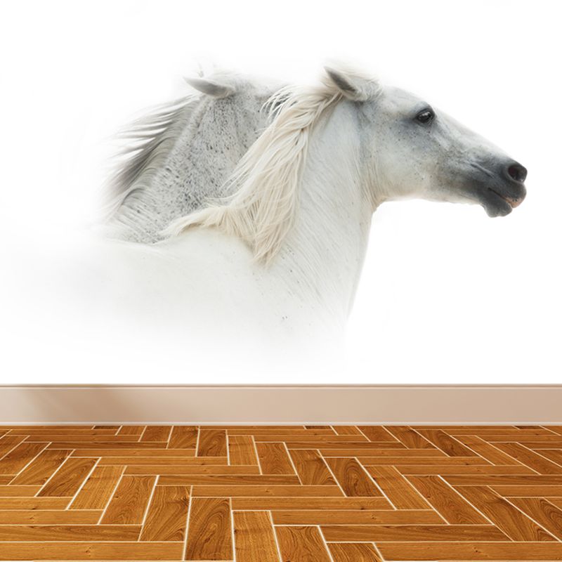 Modern Horse Wall Mural Non-Woven Stain Resistant Dark Color Wall Covering for Room