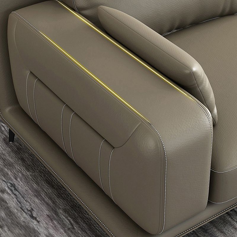 Nordic Pillows Recessed Arm Living Room Faux Leather Stationary Seating