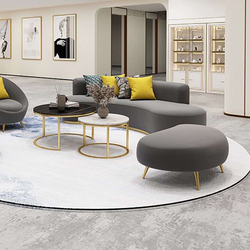 Contemporary Curved Settee Solid Color Tight Back Sofa for Living Room