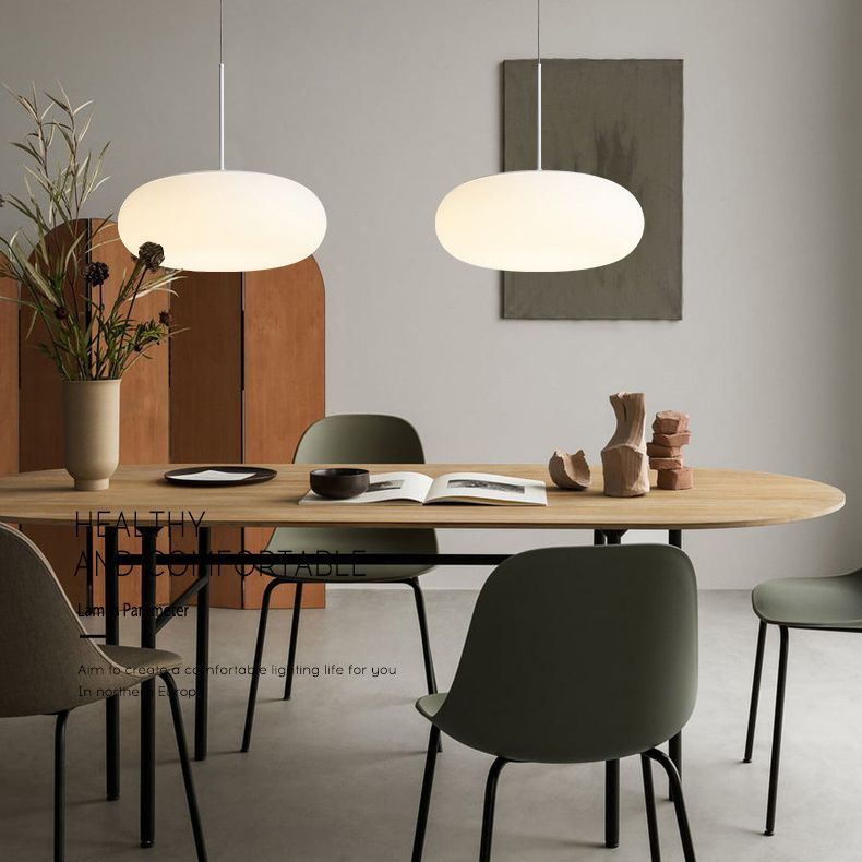 Bianca 1 Lampada a ciondolo a battente leggera Modern Minimalist Plastic Hanging Lampada per tavolo da pranzo