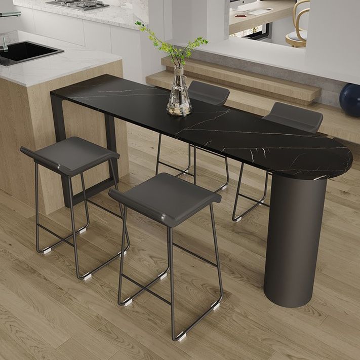 Marble Modern Double pedestal Patio Bar Table Indoor Bistro Bar Height Cocktail Table