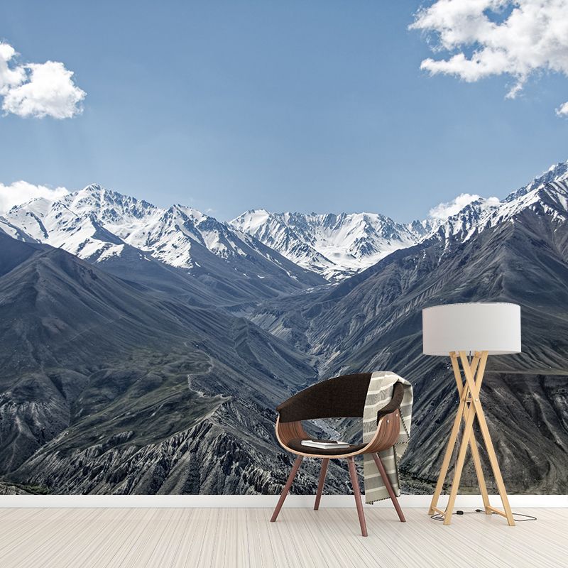 Mountain Range View Mural Wallpaper Stain-Proof Indoor Wall Art, Made to Measure