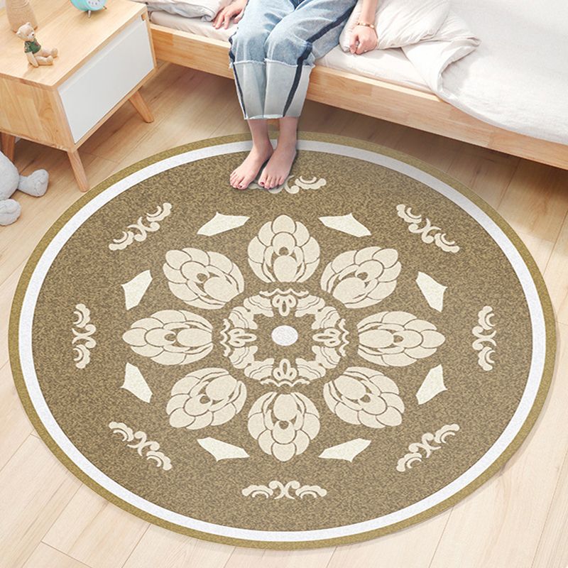 Classic Flower Patterned Rug Multicolor Bohemian Rug Polypropylene Washable Stain Resistant Non-Slip Backing Rug for Home