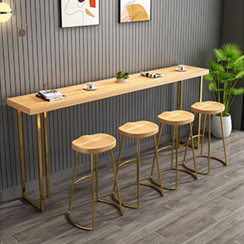 Contemporary Style Wood Counter Stool Backless Bar Stool with Metal Legs
