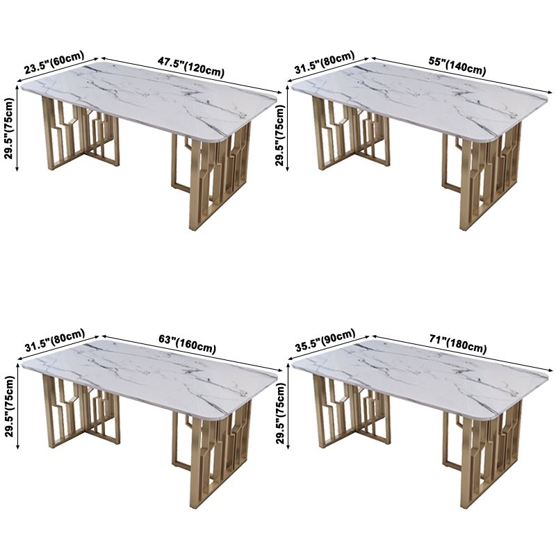 Metal Traditional Luxury Rectangle Table Sintered Stone Table for Kitchen