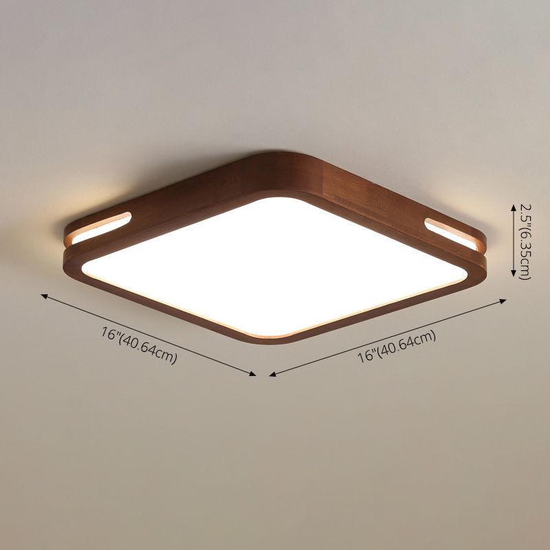 Donkerbruin geometrisch inbouwlicht Minimalistisch LED houten plafondlicht voor slaapkamer