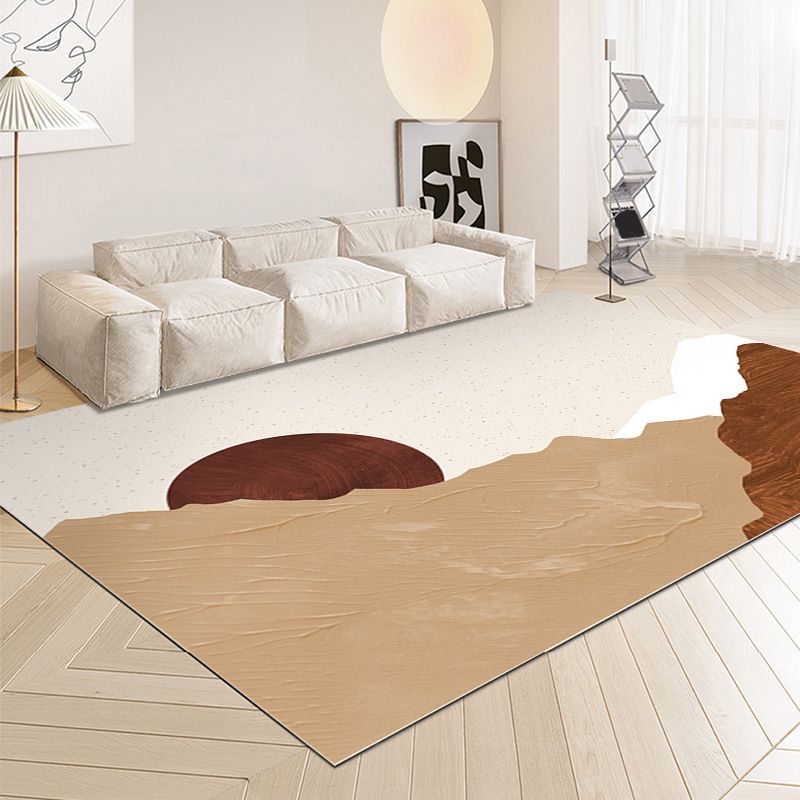 Dark Brown Color Lump Rug Polyester Modern Rug Washable Rug for Living Room
