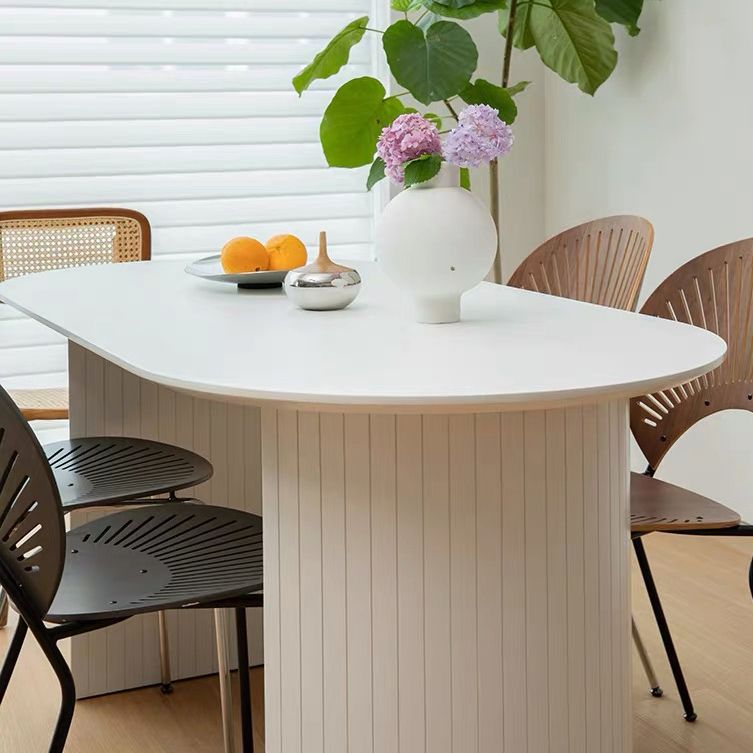 Solid Wood Contemporary Free Form Dining Table Marble Top Table for Dining Room