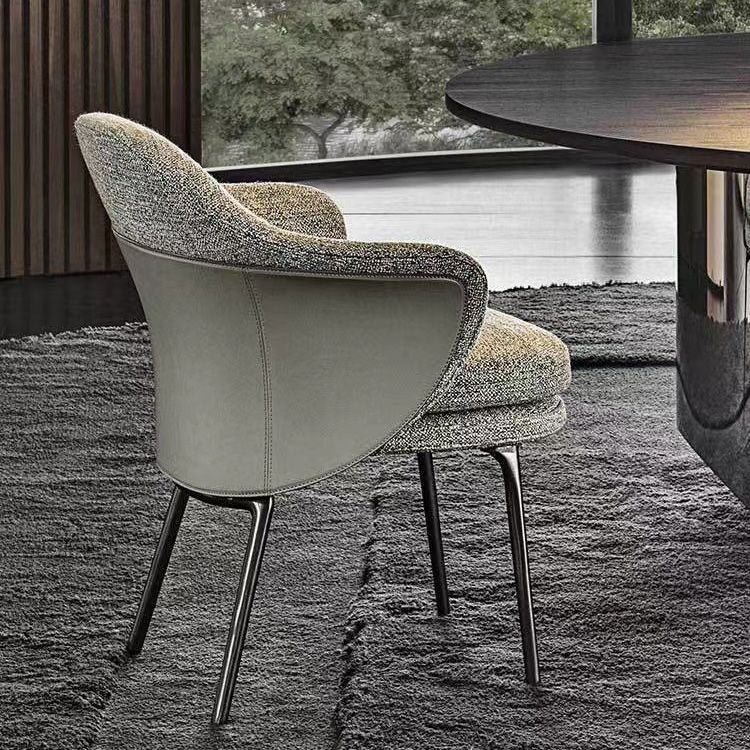 Fabric Dining Chairs Nordic Style Parsons Arm Chair with Black Legs