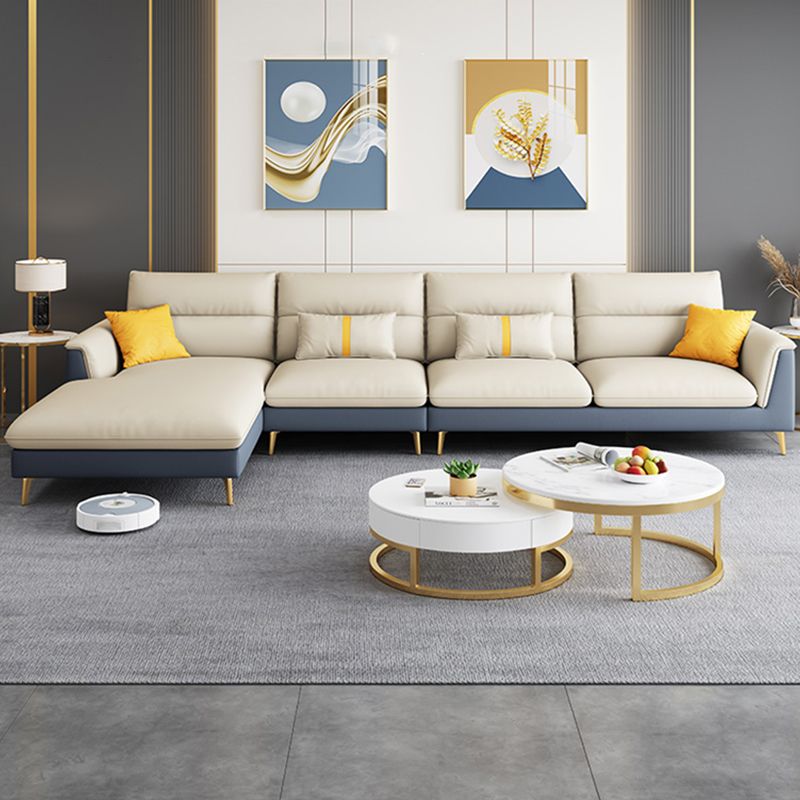 Recessed Arm Cushion Back Stain-Resistant Sofa Faux Leather Living Room Sofa