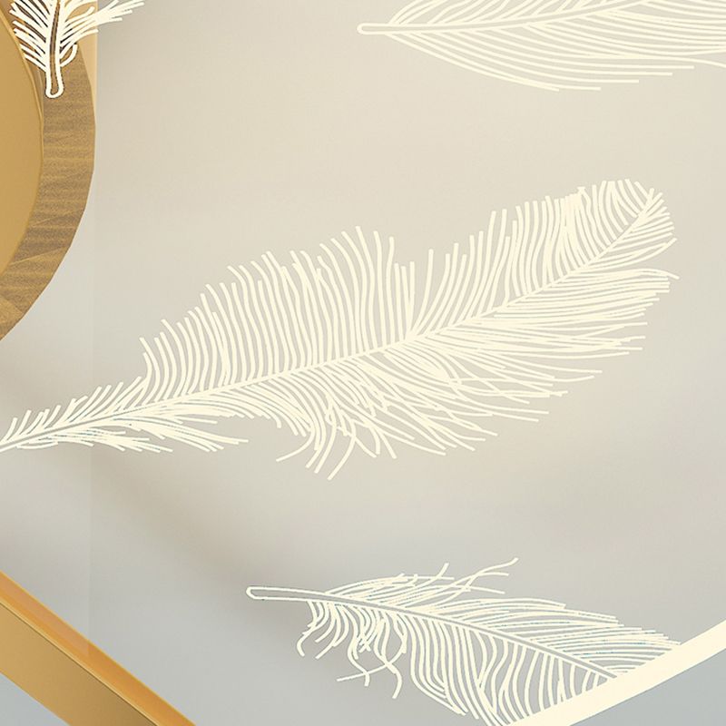 Gold Feather LED Flush Mount in Modern Creative Style Iron Circular Ceiling Light with Acrylic Shade
