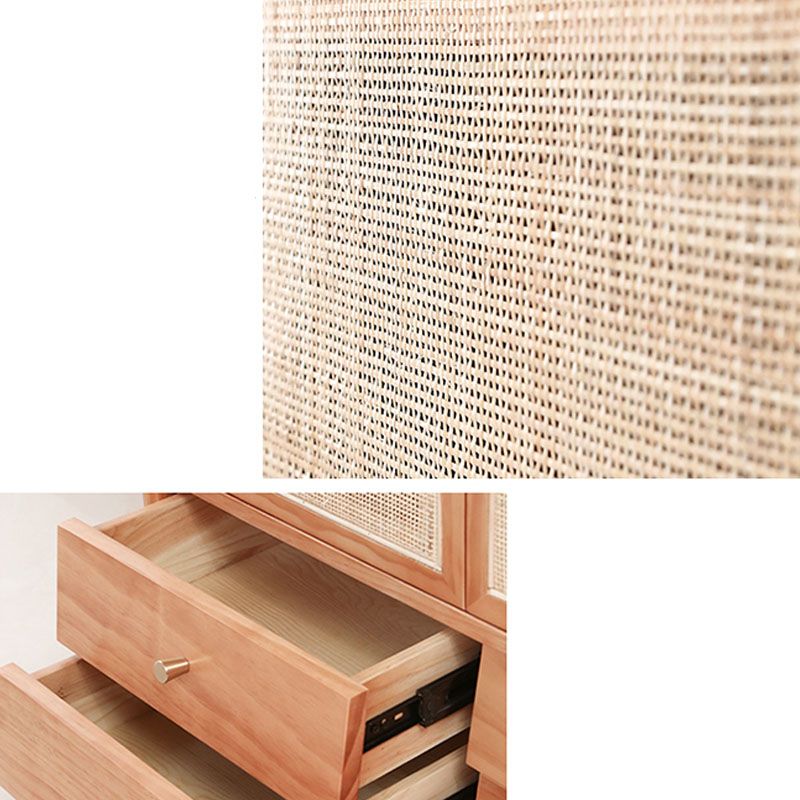 Clothes Rail Wardrobe Cabinet Solid Wood Modern Wardrobe Armoire