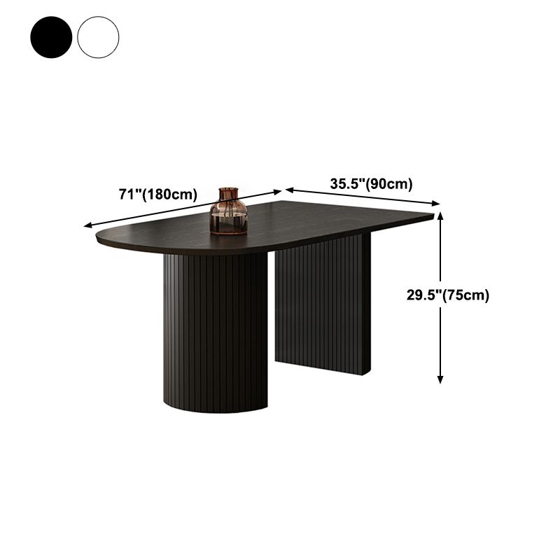 Zwarte toon eettafel eenvoud stijl dubbele voetstuktafel voor eetkamer