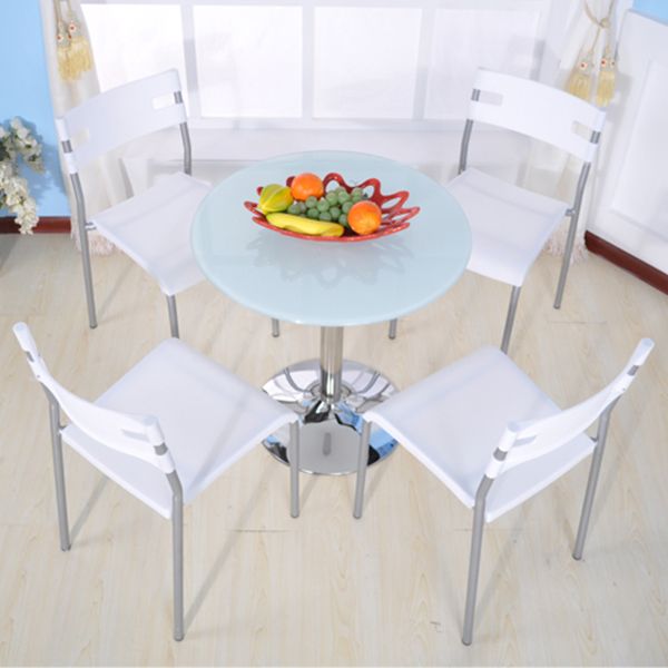 Round GlassTransparent Dining Table Simplicity Pedestal Table for Dining Room