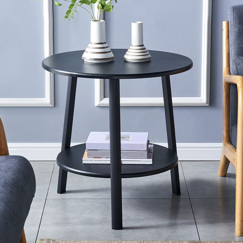 3 Legs Round Side End Table Wood Side End Table with Storage