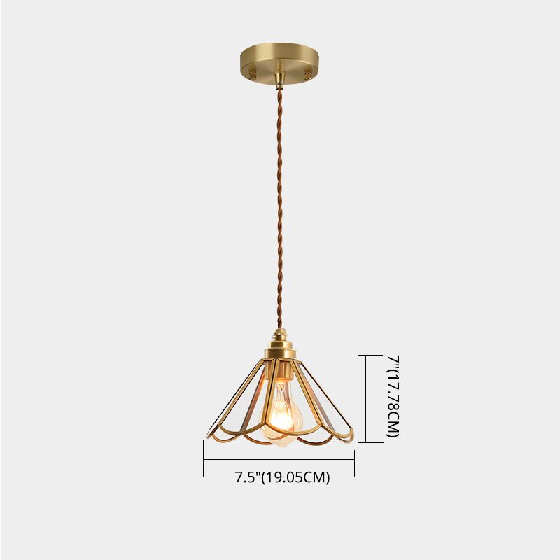 Icy Clear Glass Shade Hanging Lamp 1 Light Tiffany-Style Pendant Light Fixture for Bedroom