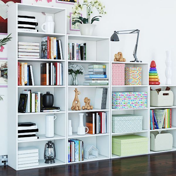 Modern Engineered Wood Bookcase Closed Back Standard Book Shelf for Living Room