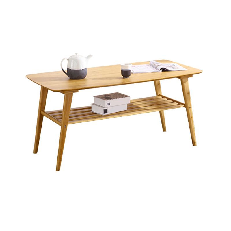 4 Legs 1 Coffee Table Contemporary Wood Coffee Table with Shelf